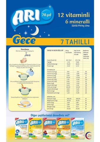ARI Gece 12 Vitaminli 6 Mineralli Laktozsuz Tahıllı Kaşık Maması 200 gr