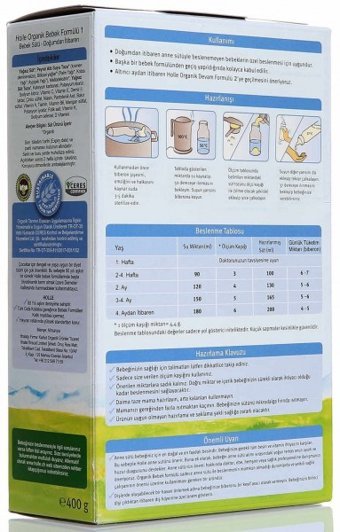 Holle Yenidoğan Laktozsuz Glutensiz Organik 1 Numara Bebek Sütü 400 gr