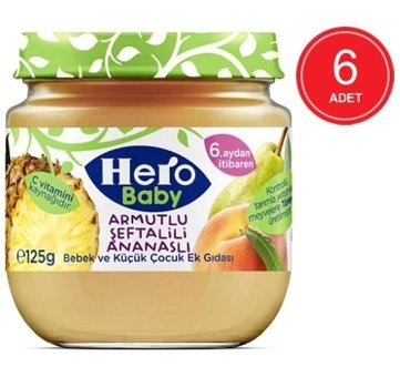 Hero Baby Armutlu Şeftalili Ananaslı Laktozsuz Tahılsız Meyveli Kavanoz Maması 125 gr