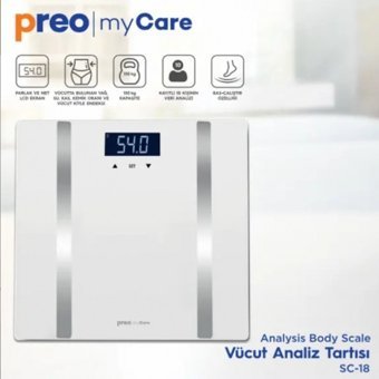 Preo MyCare Sc18 Yağ Ölçen Vücut Analizi Yapan Kas Ölçen Cam Dijital Tartı