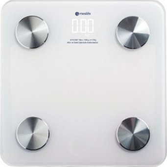 Mesilife BYE05BT Yağ Ölçen Vücut Analizi Yapan Bluetoothlu Kas Ölçen Cam Dijital Akıllı Tartı