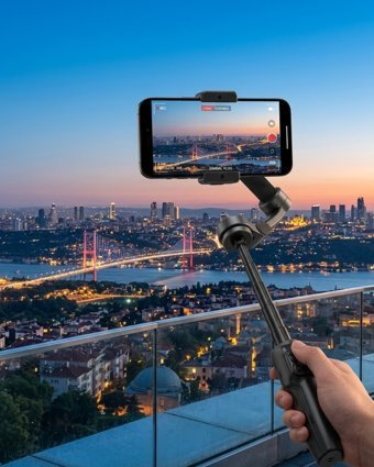 Profesyonel Telefon Gimbal Stabilizer Axis Video Sabitleyici Vlog Tripod