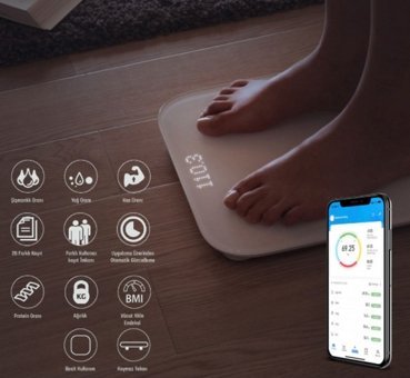 Smartness SN-1071 Yağ Ölçen Vücut Analizi Yapan Bluetoothlu Kas Ölçen Cam Dijital Akıllı Tartı