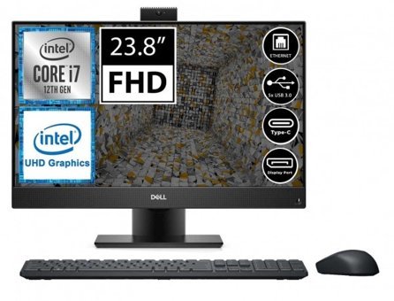 Dell Optiplex 5400 O5400AIOEDBP03A7 Dahili UHD Graphics 770 Ekran Kartlı Intel Core i7 12700T 16 GB Ram DDR4 512 GB SSD 23.8 inç Full HD Windows 11 Pro All in One Bilgisayar