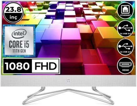 HP 24-df1003nt 689V3EA06 Dahili Iris Xe Graphics Ekran Kartlı Intel Core i5 1135G7 32 GB Ram DDR4 512 GB SSD 23.8 inç Full HD FreeDos All in One Bilgisayar