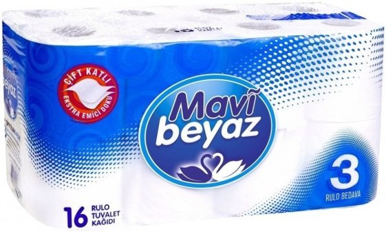 Mavi Beyaz 2 Katlı 16'lı Rulo Tuvalet Kağıdı