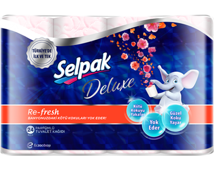 Selpak Deluxe Re-fresh 3 Katlı Kokulu Renkli 24'lü Rulo Tuvalet Kağıdı