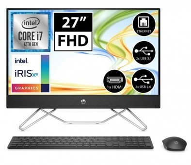HP All-in-One 27-cb1009nt (78J94EA03) Dahili Iris Xe Graphics Ekran Kartlı Intel Core i7 1255U 32 GB Ram DDR4 1 TB SSD 27 inç Full HD FreeDos All in One Bilgisayar