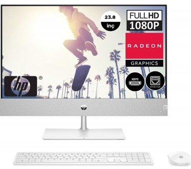 HP Pavilion All-in-One 24-ca0003nt (79Z22EA12) Dahili Radeon Graphics Ekran Kartlı AMD Ryzen 7 5700U 64 GB Ram DDR4 2 TB SSD 23.8 inç Full HD FreeDos All in One Bilgisayar