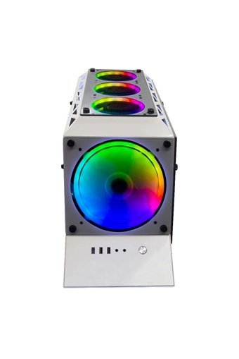 Dragos Eagle Eye White RGB Mesh Sıvı Soğutmalı 6 Fanlı Beyaz Dikey Kullanım ATX Oyuncu Bilgisayar Kasası