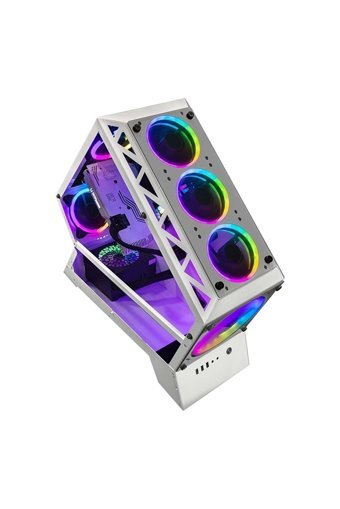 Dragos Eagle Eye White RGB Mesh Sıvı Soğutmalı 6 Fanlı Beyaz Dikey Kullanım ATX Oyuncu Bilgisayar Kasası