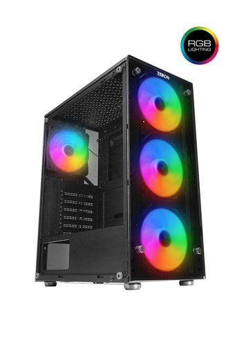 Zeiron Z-Master X100 RGB Mesh Sıvı Soğutmalı 4 Fanlı Siyah Dikey Kullanım Mid Tower Oyuncu Bilgisayar Kasası