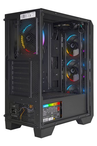 Rampage Reaction RGB Mesh 6 Fanlı Siyah Dikey Kullanım ATX Oyuncu Bilgisayar Kasası