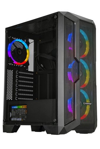 Rampage Reaction RGB Mesh 6 Fanlı Siyah Dikey Kullanım ATX Oyuncu Bilgisayar Kasası