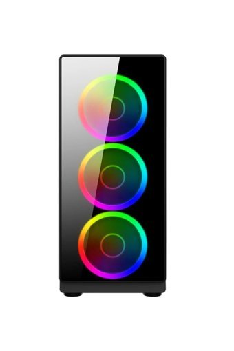 J-Tech DangerZone 192-7 RGB Mesh Sıvı Soğutmalı 4 Fanlı Siyah Dikey Kullanım ATX Oyuncu Bilgisayar Kasası