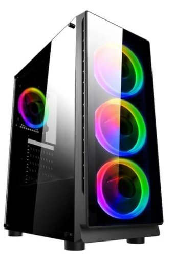 J-Tech DangerZone 192-7 RGB Mesh Sıvı Soğutmalı 4 Fanlı Siyah Dikey Kullanım ATX Oyuncu Bilgisayar Kasası