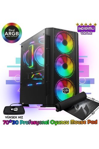Aizen Z18 I5-3470 RGB Mesh Sıvı Soğutmalı 8 Fanlı Siyah Dikey Kullanım ATX Toplanmış Bilgisayar Kasası