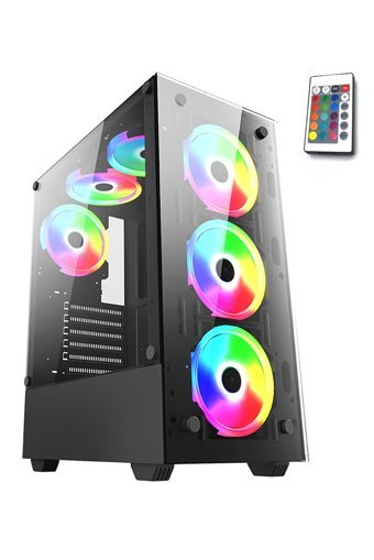 Blueforce Stronger RGB Mesh Sıvı Soğutmalı 6 Fanlı Siyah Dikey Kullanım Mid Tower Oyuncu Bilgisayar Kasası