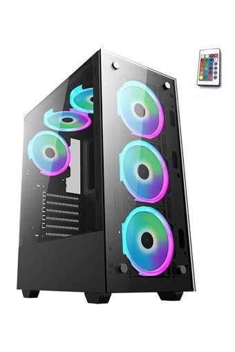 Blueforce Stronger RGB Mesh Sıvı Soğutmalı 6 Fanlı Siyah Dikey Kullanım Mid Tower Oyuncu Bilgisayar Kasası