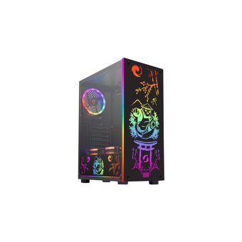 Dragos Panda Kick RGB Mesh Sıvı Soğutmalı 3 Fanlı Siyah Dikey Kullanım Micro ATX Oyuncu Bilgisayar Kasası