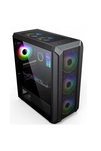 Archon PARS 5015G RGB Mesh Sıvı Soğutmalı 5 Fanlı Siyah Dikey Kullanım Mid Tower Oyuncu Bilgisayar Kasası