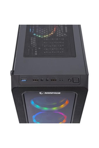 Rampage Espectro RGB Mesh Sıvı Soğutmalı 6 Fanlı Siyah Dikey Kullanım ATX Oyuncu Bilgisayar Kasası
