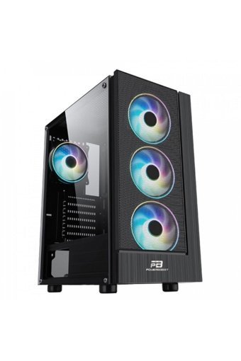 Power Boost VK-P3301B RGB Mesh Sıvı Soğutmalı 4 Fanlı Siyah Dikey Kullanım Mid Tower Oyuncu Bilgisayar Kasası