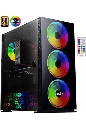 Izoly Cyperpunk Ax6 RGB Mesh 4 Fanlı Siyah Dikey Kullanım Full Tower Oyuncu Bilgisayar Kasası