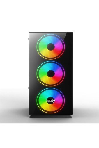 Izoly Cyperpunk Ax6 RGB Mesh 4 Fanlı Siyah Dikey Kullanım Full Tower Oyuncu Bilgisayar Kasası