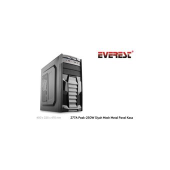 Everest 277A Mesh 2 Fanlı Siyah Dikey Kullanım ATX Oyuncu Bilgisayar Kasası