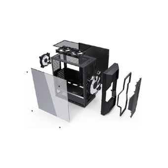 GameBooster GB-G2057B RGB Mesh Sıvı Soğutmalı 2 Fanlı Siyah Dikey Kullanım Mid Tower Oyuncu Bilgisayar Kasası
