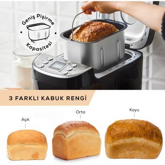 Karaca Bakexl Tek Hazneli 3 Karıştırıcılı Zaman Ayarlı 850 W Siyah Ekmek Yapma Makinesi