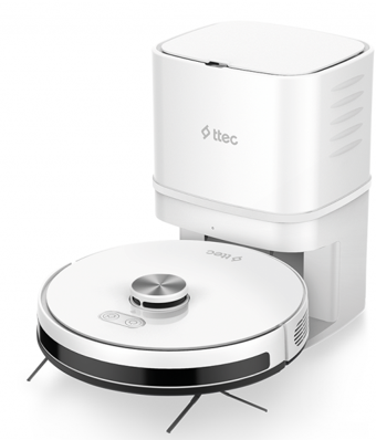 ttec 2RS04 Robi ProMaster+ Haritalı Çöp İstasyonlu Moplu Çift Fırçalı Hepa Filtreli 2700 Pa Beyaz Robot Süpürge ve Paspas