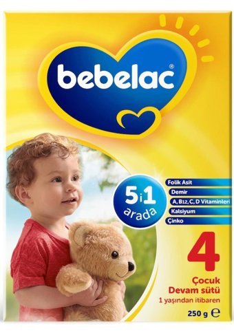Bebelac 5'i 1 Arada Laktozsuz Tahılsız 4 Numara Devam Sütü 250 gr