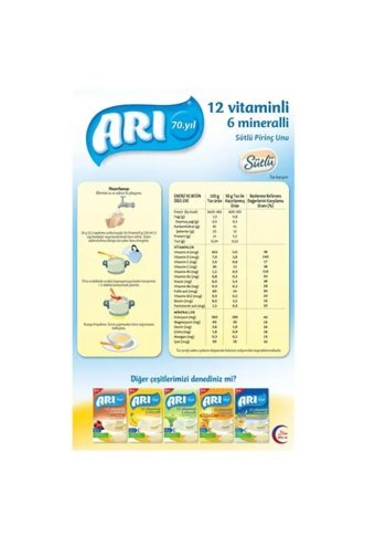 ARI 12 Vitaminli 6 Mineralli Laktozsuz Tahıllı Kaşık Maması 250 gr