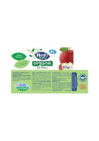 Hero Baby Elmalı Laktozsuz Tahılsız Organik Meyveli Kavanoz Maması 120 gr