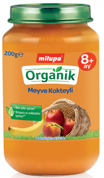 Milupa Meyve Kokteyli Laktozsuz Tahılsız Organik Kavanoz Maması 200 gr