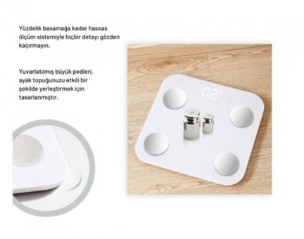Yui KB11 Yağ Ölçen Vücut Analizi Yapan Bluetoothlu Kas Ölçen Cam Dijital Akıllı Tartı