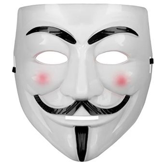 Beyaz Renk Pembe Yanaklı İthal V For Vendetta Maskesi (5381)