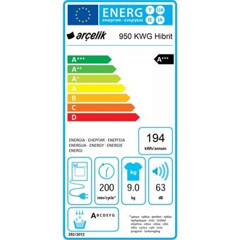 Arçelik 950 KWG 9 kg A+++ Enerji Sınıfı Hibrit Kurutma Makinesi