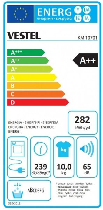 Vestel KM 10701 10 kg A++ Enerji Sınıfı Isı Pompalı Kurutma Makinesi