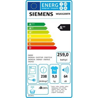 Siemens iQ300 WQ41G200TR 9 kg A+++ Enerji Sınıfı Isı Pompalı Kurutma Makinesi