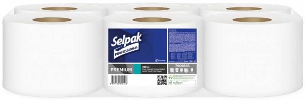 Selpak Professional Premium 2 Katlı İçten Çekmeli 6'lı Rulo Tuvalet Kağıdı
