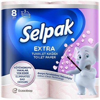 Selpak Extra 3 Katlı Kokulu Renkli 8'li Rulo Tuvalet Kağıdı