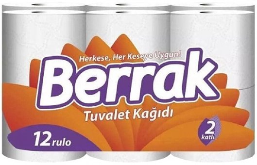 Berrak 2 Katlı 12'li Rulo Tuvalet Kağıdı