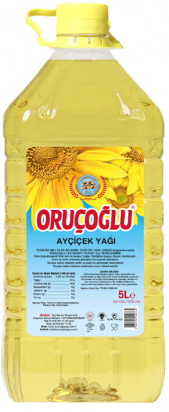 Oruçoğlu Pet Ayçiçek Yağı 5 lt