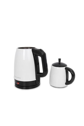 Schrader SCH-5832 Porselen Demlikli 1600 W Çelik Gövdeli Beyaz Retro Çay Makinesi
