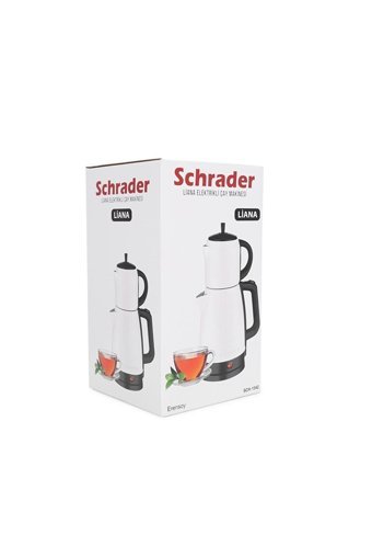Schrader SCH-5832 Porselen Demlikli 1600 W Çelik Gövdeli Beyaz Retro Çay Makinesi