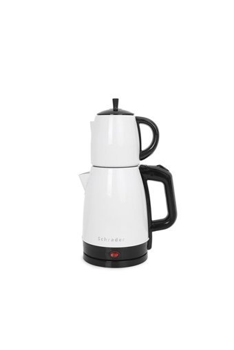 Schrader SCH-5832 Porselen Demlikli 1600 W Çelik Gövdeli Beyaz Retro Çay Makinesi