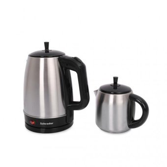 Schrader SCH-1541 Çelik Demlikli 1800 W Çelik Gövdeli İnox Retro Çay Makinesi